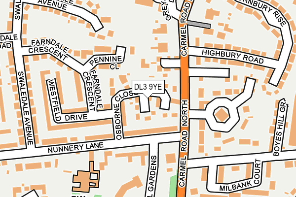 DL3 9YE map - OS OpenMap – Local (Ordnance Survey) DL3 9YE map - OS OpenMap – Local (Ordnance Survey)