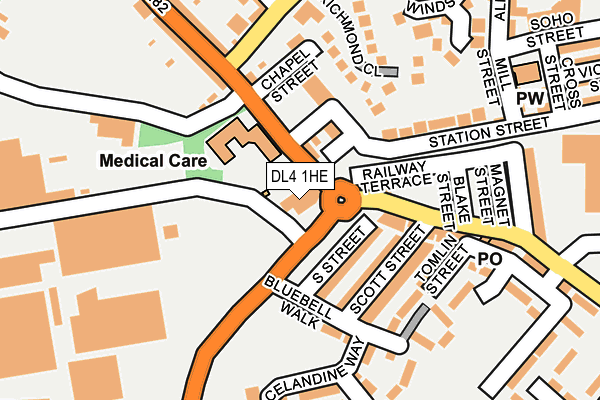 DL4 1HE map - OS OpenMap – Local (Ordnance Survey) DL4 1HE map - OS OpenMap – Local (Ordnance Survey)