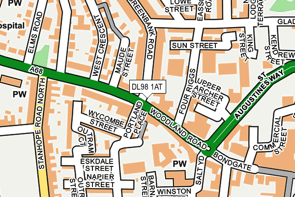 DL98 1AT map - OS OpenMap – Local (Ordnance Survey) DL98 1AT map - OS OpenMap – Local (Ordnance Survey)