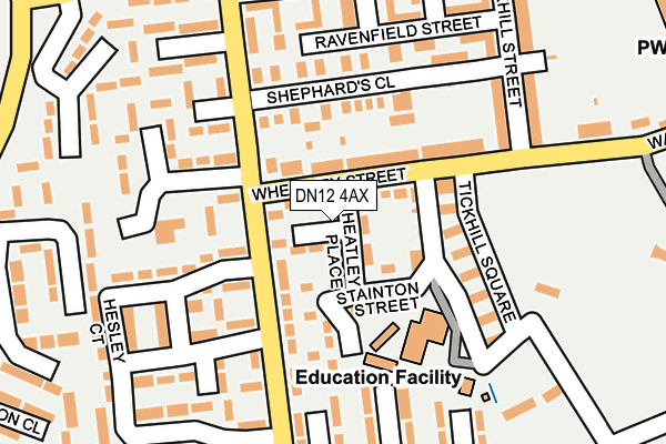 DN12 4AX map - OS OpenMap – Local (Ordnance Survey) DN12 4AX map - OS OpenMap – Local (Ordnance Survey)