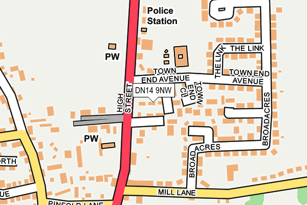 DN14 9NW map - OS OpenMap – Local (Ordnance Survey) DN14 9NW map - OS OpenMap – Local (Ordnance Survey)