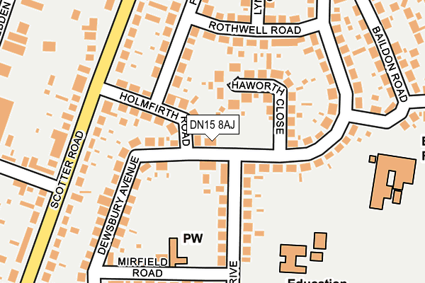 DN15 8AJ map - OS OpenMap – Local (Ordnance Survey) DN15 8AJ map - OS OpenMap – Local (Ordnance Survey)