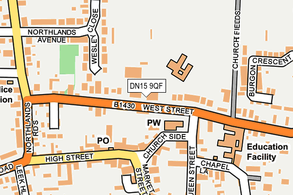 DN15 9QF map - OS OpenMap – Local (Ordnance Survey) DN15 9QF map - OS OpenMap – Local (Ordnance Survey)