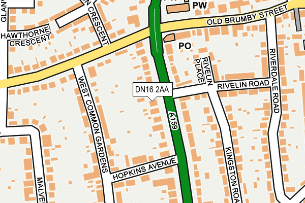 DN16 2AA map - OS OpenMap – Local (Ordnance Survey) DN16 2AA map - OS OpenMap – Local (Ordnance Survey)