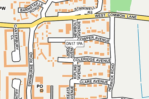DN17 1PA map - OS OpenMap – Local (Ordnance Survey) DN17 1PA map - OS OpenMap – Local (Ordnance Survey)