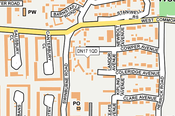 DN17 1QD map - OS OpenMap – Local (Ordnance Survey) DN17 1QD map - OS OpenMap – Local (Ordnance Survey)