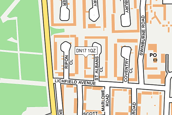 DN17 1QZ map - OS OpenMap – Local (Ordnance Survey) DN17 1QZ map - OS OpenMap – Local (Ordnance Survey)