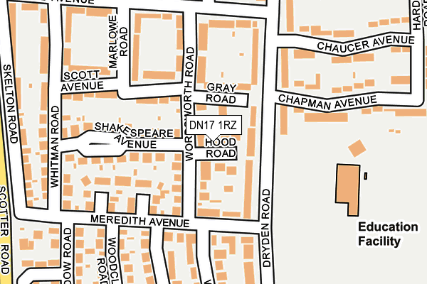 DN17 1RZ map - OS OpenMap – Local (Ordnance Survey) DN17 1RZ map - OS OpenMap – Local (Ordnance Survey)