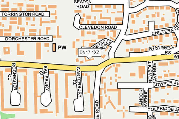 DN17 1XZ map - OS OpenMap – Local (Ordnance Survey) DN17 1XZ map - OS OpenMap – Local (Ordnance Survey)