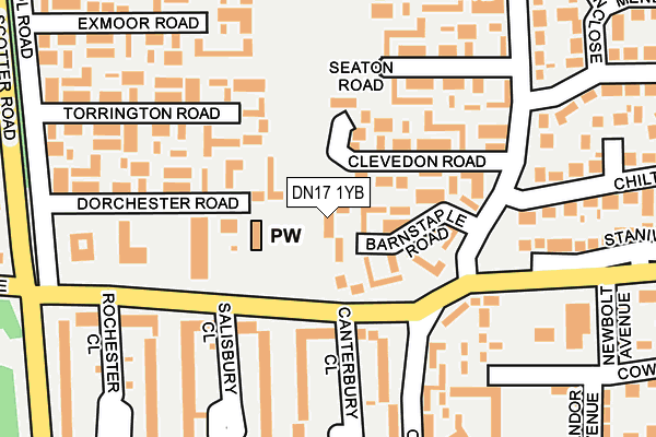 DN17 1YB map - OS OpenMap – Local (Ordnance Survey) DN17 1YB map - OS OpenMap – Local (Ordnance Survey)