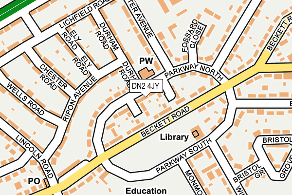 DN2 4JY map - OS OpenMap – Local (Ordnance Survey) DN2 4JY map - OS OpenMap – Local (Ordnance Survey)