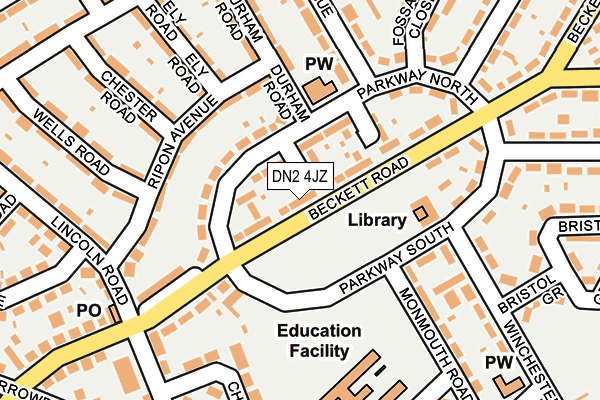 DN2 4JZ map - OS OpenMap – Local (Ordnance Survey) DN2 4JZ map - OS OpenMap – Local (Ordnance Survey)