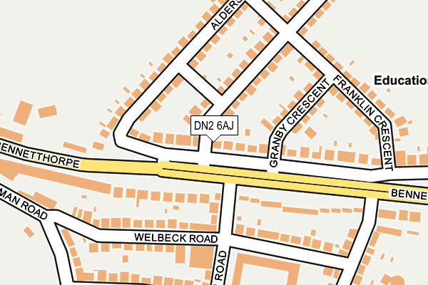 DN2 6AJ map - OS OpenMap – Local (Ordnance Survey) DN2 6AJ map - OS OpenMap – Local (Ordnance Survey)