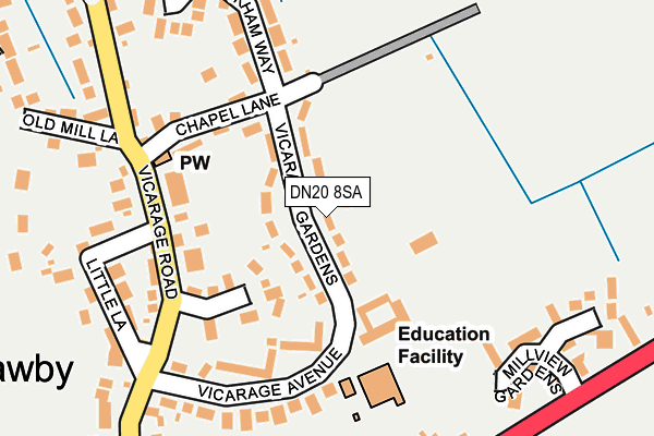 DN20 8SA map - OS OpenMap – Local (Ordnance Survey) DN20 8SA map - OS OpenMap – Local (Ordnance Survey)