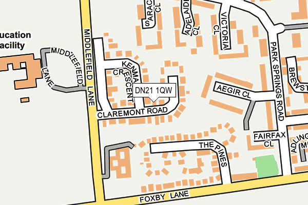 DN21 1QW map - OS OpenMap – Local (Ordnance Survey) DN21 1QW map - OS OpenMap – Local (Ordnance Survey)