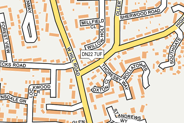 DN22 7UF map - OS OpenMap – Local (Ordnance Survey) DN22 7UF map - OS OpenMap – Local (Ordnance Survey)