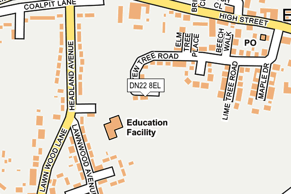 DN22 8EL map - OS OpenMap – Local (Ordnance Survey) DN22 8EL map - OS OpenMap – Local (Ordnance Survey)