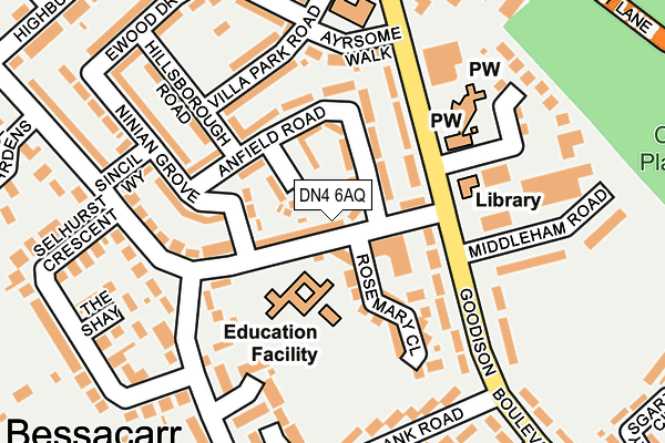 DN4 6AQ map - OS OpenMap – Local (Ordnance Survey) DN4 6AQ map - OS OpenMap – Local (Ordnance Survey)