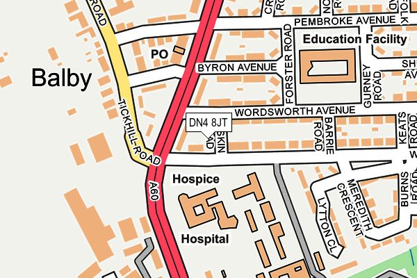 DN4 8JT map - OS OpenMap – Local (Ordnance Survey) DN4 8JT map - OS OpenMap – Local (Ordnance Survey)