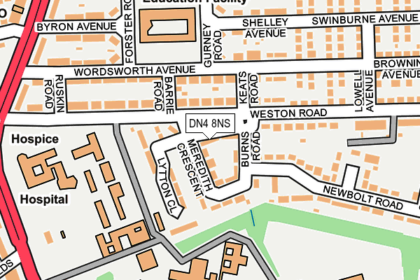 DN4 8NS map - OS OpenMap – Local (Ordnance Survey) DN4 8NS map - OS OpenMap – Local (Ordnance Survey)