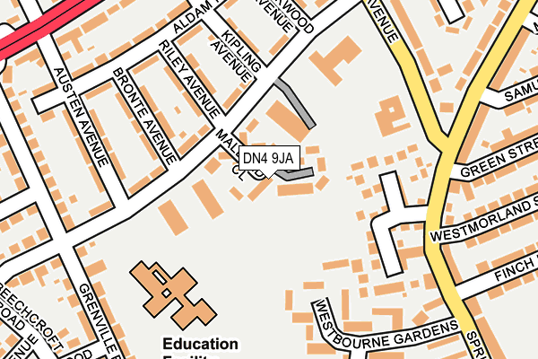 DN4 9JA map - OS OpenMap – Local (Ordnance Survey) DN4 9JA map - OS OpenMap – Local (Ordnance Survey)