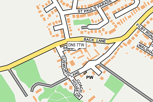 DN5 7TW map - OS OpenMap – Local (Ordnance Survey) DN5 7TW map - OS OpenMap – Local (Ordnance Survey)