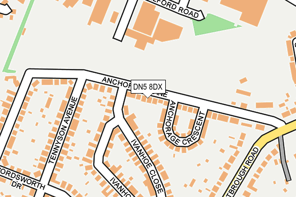 DN5 8DX map - OS OpenMap – Local (Ordnance Survey) DN5 8DX map - OS OpenMap – Local (Ordnance Survey)