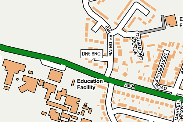 DN5 8RQ map - OS OpenMap – Local (Ordnance Survey) DN5 8RQ map - OS OpenMap – Local (Ordnance Survey)