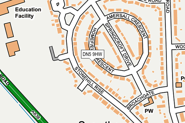 DN5 9HW map - OS OpenMap – Local (Ordnance Survey) DN5 9HW map - OS OpenMap – Local (Ordnance Survey)