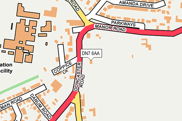 DN7 6AA map - OS OpenMap – Local (Ordnance Survey) DN7 6AA map - OS OpenMap – Local (Ordnance Survey)