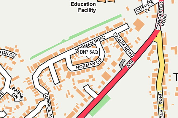 DN7 6AQ map - OS OpenMap – Local (Ordnance Survey) DN7 6AQ map - OS OpenMap – Local (Ordnance Survey)