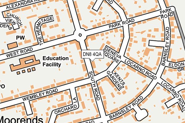 DN8 4QA map - OS OpenMap – Local (Ordnance Survey) DN8 4QA map - OS OpenMap – Local (Ordnance Survey)