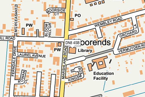 DN8 4SB map - OS OpenMap – Local (Ordnance Survey) DN8 4SB map - OS OpenMap – Local (Ordnance Survey)