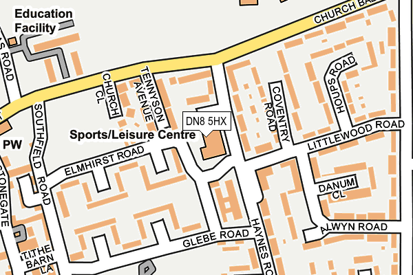 DN8 5HX map - OS OpenMap – Local (Ordnance Survey) DN8 5HX map - OS OpenMap – Local (Ordnance Survey)