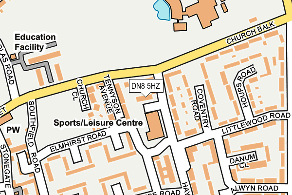 DN8 5HZ map - OS OpenMap – Local (Ordnance Survey) DN8 5HZ map - OS OpenMap – Local (Ordnance Survey)