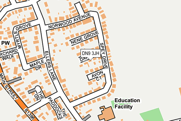DN9 3JH map - OS OpenMap – Local (Ordnance Survey) DN9 3JH map - OS OpenMap – Local (Ordnance Survey)