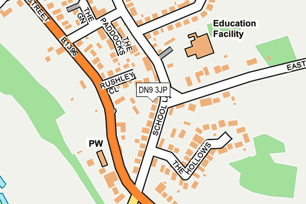 DN9 3JP map - OS OpenMap – Local (Ordnance Survey) DN9 3JP map - OS OpenMap – Local (Ordnance Survey)