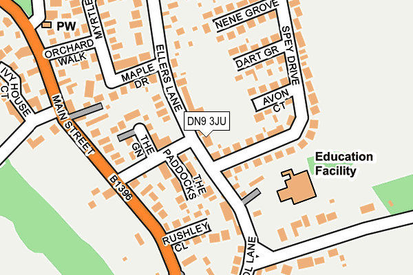 DN9 3JU map - OS OpenMap – Local (Ordnance Survey) DN9 3JU map - OS OpenMap – Local (Ordnance Survey)