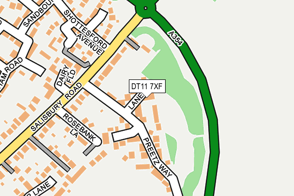 DT11 7XF map - OS OpenMap – Local (Ordnance Survey)