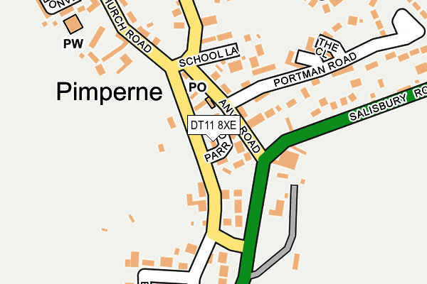 DT11 8XE map - OS OpenMap – Local (Ordnance Survey)