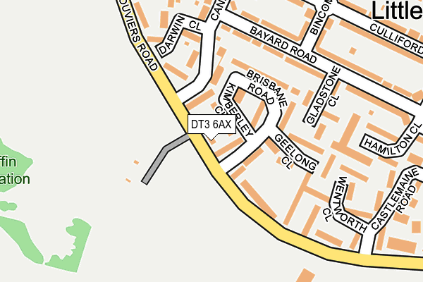 DT3 6AX map - OS OpenMap – Local (Ordnance Survey) DT3 6AX map - OS OpenMap – Local (Ordnance Survey)