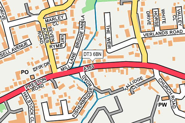 DT3 6BN map - OS OpenMap – Local (Ordnance Survey) DT3 6BN map - OS OpenMap – Local (Ordnance Survey)
