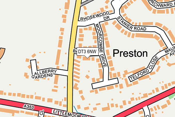 DT3 6NW map - OS OpenMap – Local (Ordnance Survey) DT3 6NW map - OS OpenMap – Local (Ordnance Survey)
