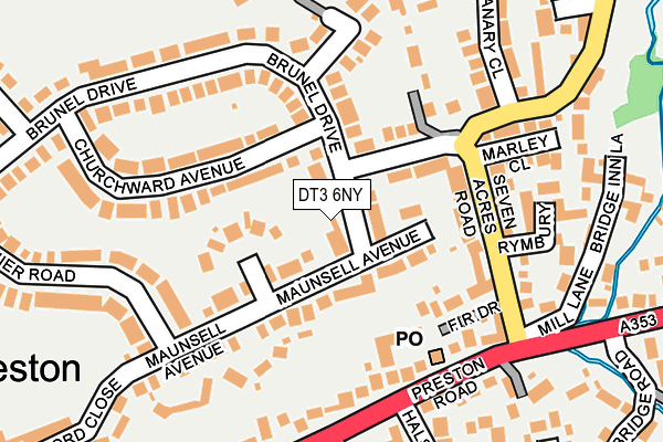 DT3 6NY map - OS OpenMap – Local (Ordnance Survey)