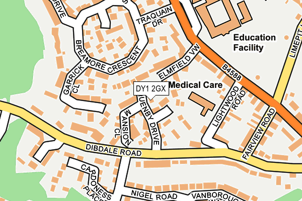 DY1 2GX map - OS OpenMap – Local (Ordnance Survey) DY1 2GX map - OS OpenMap – Local (Ordnance Survey)