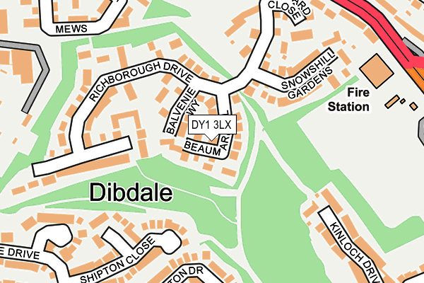 DY1 3LX map - OS OpenMap – Local (Ordnance Survey) DY1 3LX map - OS OpenMap – Local (Ordnance Survey)