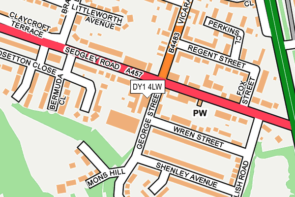 DY1 4LW map - OS OpenMap – Local (Ordnance Survey) DY1 4LW map - OS OpenMap – Local (Ordnance Survey)