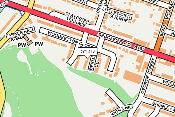 DY1 4LZ map - OS OpenMap – Local (Ordnance Survey) DY1 4LZ map - OS OpenMap – Local (Ordnance Survey)
