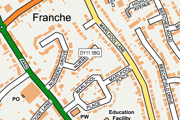 DY11 5BQ map - OS OpenMap – Local (Ordnance Survey) DY11 5BQ map - OS OpenMap – Local (Ordnance Survey)