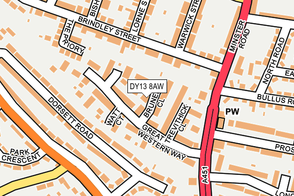 DY13 8AW map - OS OpenMap – Local (Ordnance Survey)